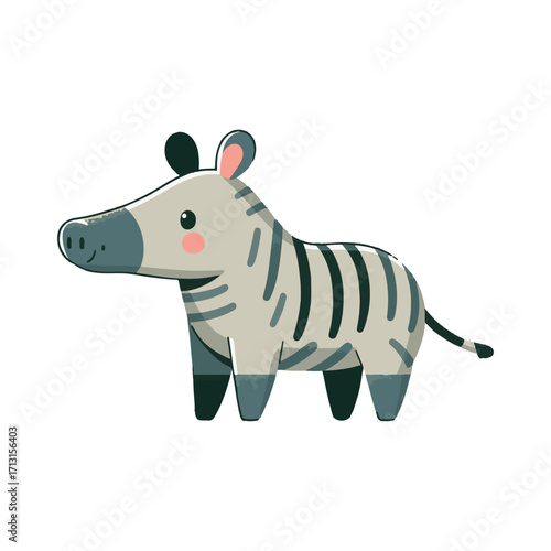 Cute Vector Illustration of a Tapir