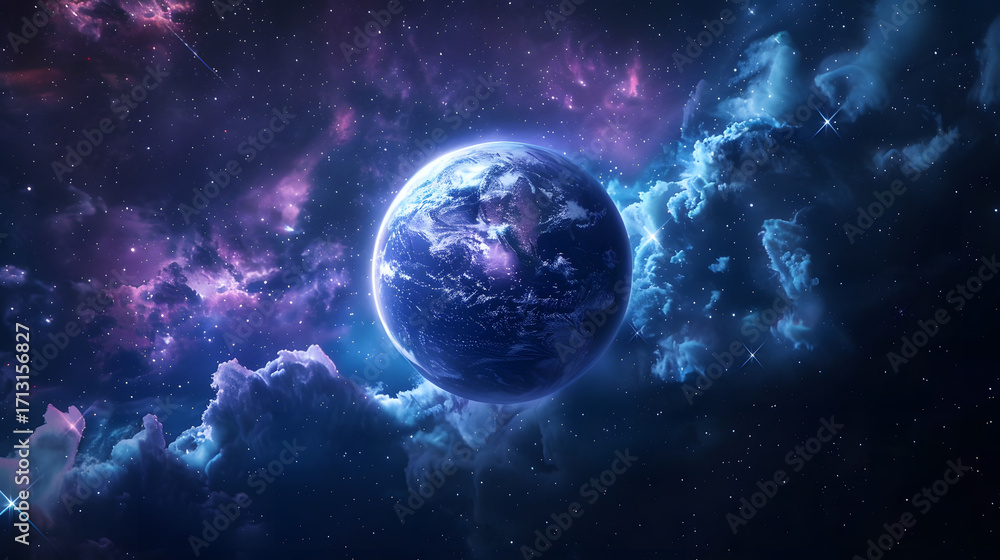 Obraz premium Surreal glowing planet in deep space 