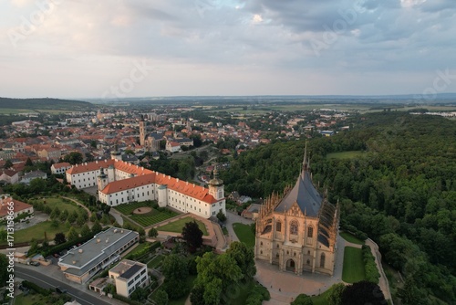 Wallpaper Mural Kutna Hora aerial view of town with Saint Barbara's Church that is a UNESCO world heritage site,Czech Republic. Historic center of Kutna Hora,Bohemia Europe. Torontodigital.ca