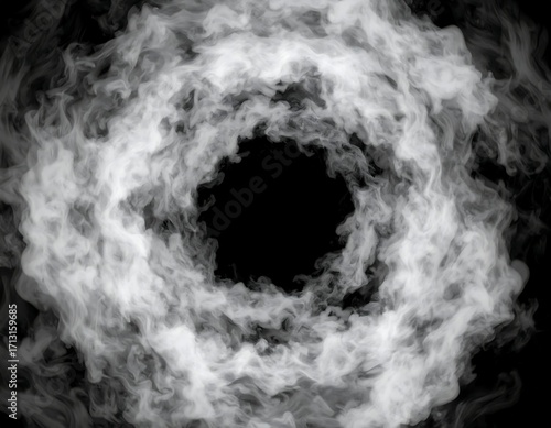 Abstract smoke ring on black