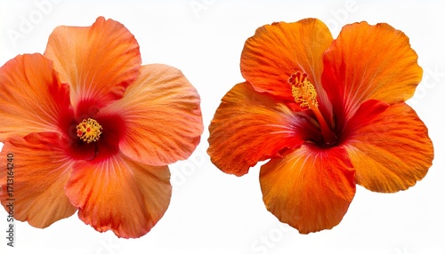 Vibrant Orange Hibiscus Flower Bloom Isolated On Pure Transparent Background