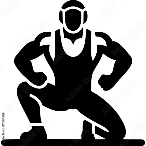 Wrestler Silhouette Vector Icon - 8