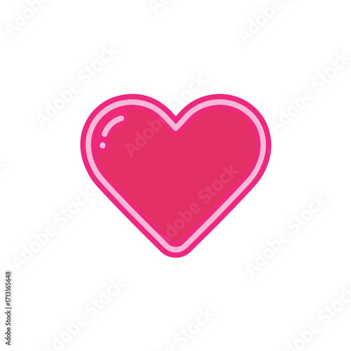 Bright pink heart with a lighter pink outline. Suitable for lovethemed designs, valentines day, or girly graphics.