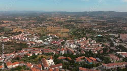 Drone Panoramic View of Covilha Town in Central Portugal