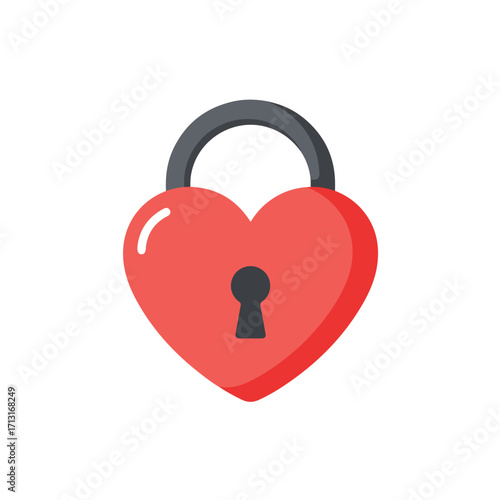 Red heart shaped padlock symbolizes love and security. Perfect for valentines day greeting cards or websites about relationships.