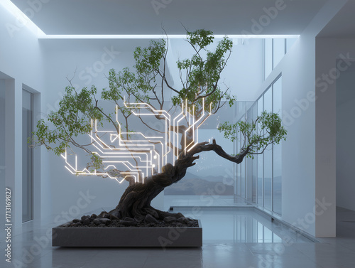 Bonsái tecnológico futurista