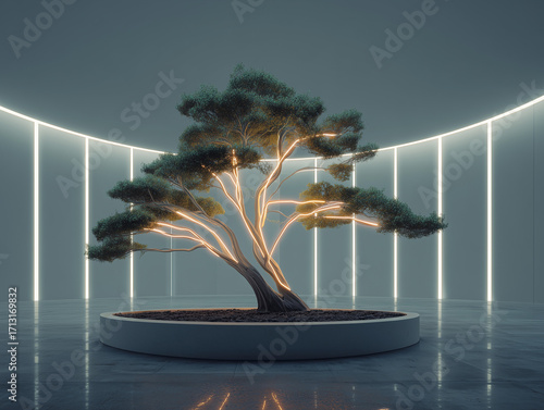 Bonsái tecnológico futurista