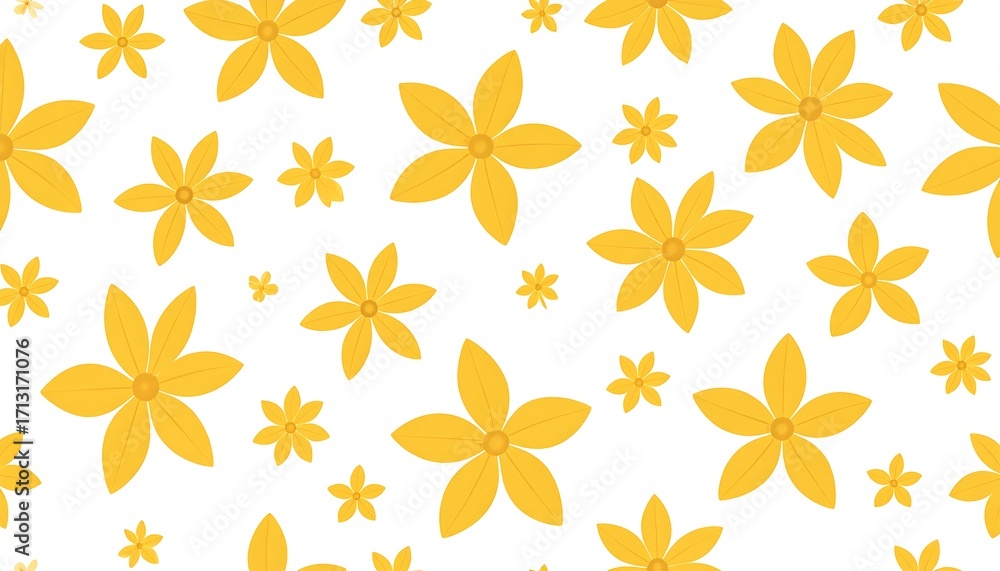 Obraz premium A cheerful, vibrant pattern of large, yellow flowers on a white background.