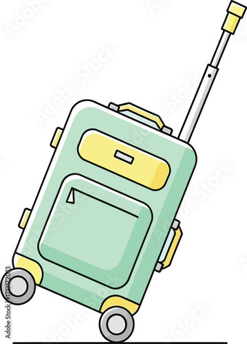 Rolling Away: An inviting suitcase, ready for travel adventures, standing against a clean backdrop.  Its design is practical with its wheels and a telescopic handle, ideal for a solo explorer.