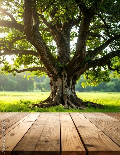 Fototapeta Naklejka Na Ścianę i Meble -  Lush tree in a meadow
