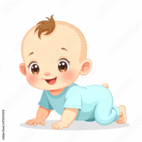 Adorable baby crawling happily, capturing moments of early childhood development and joy