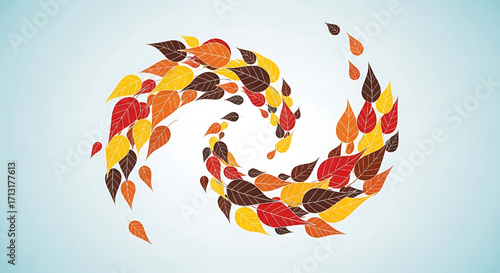 Autumn Leaves Swirl Abstract Design Fall Season Nature Illustration Background