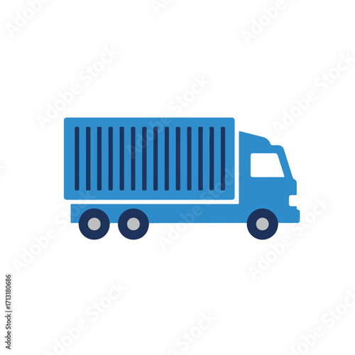 Blue delivery truck on white background. Suitable for transportation, logistics, and delivery servicerelated designs needing a simple and clean illustration.