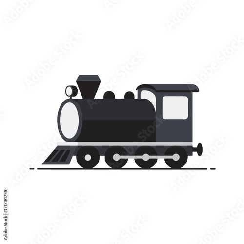 Black steam engine train for transportationthemed designs, vintage travel posters, historical illustrations, and train enthusiast marketing materials.