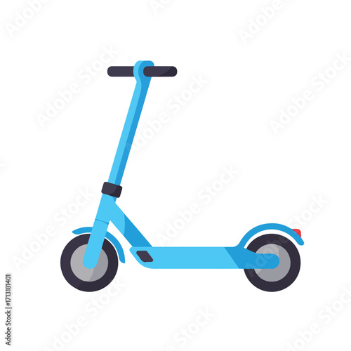 Blue kick scooter on white background suitable for product promotions, websites, brochures, and social media posts related to outdoor activities.