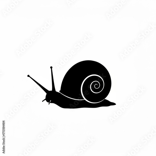 Silhouette of a snail with a spiral shell and antennae on a white background vector illustration created with generative ai