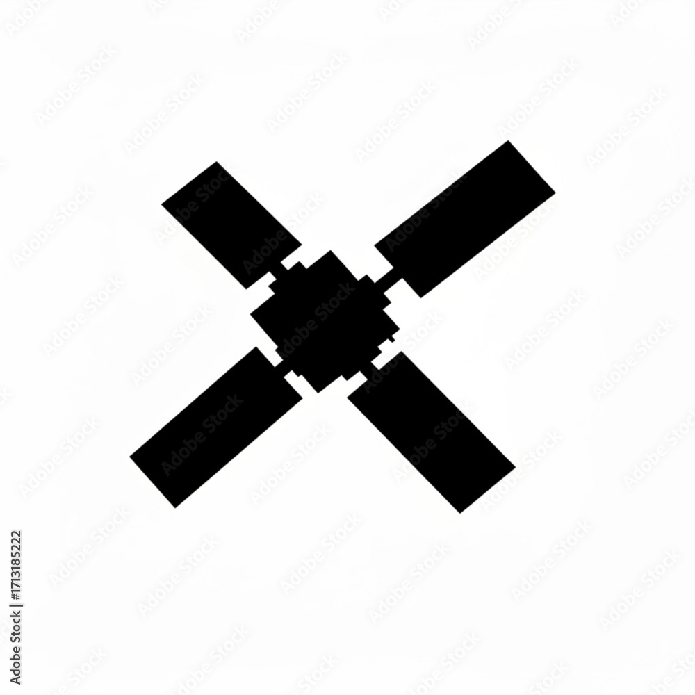 Obraz premium Black cross shape with rectangular arms extending from a central square on a white background design element
