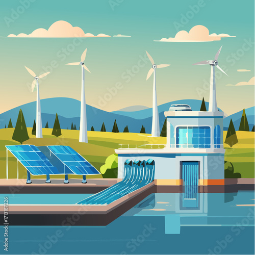 Sustainable Renewable Energy Power Plant Landscape