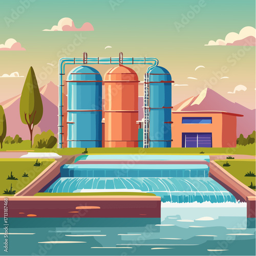 Industrial Water Treatment Facility in Nature