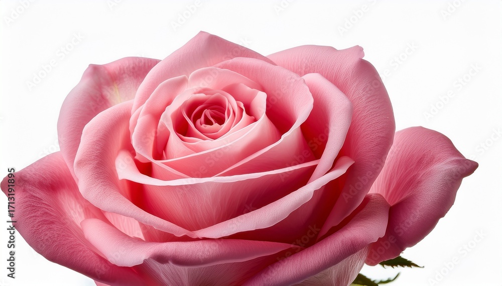 Fototapeta premium Pink Rose Closeup Isolated On White Background