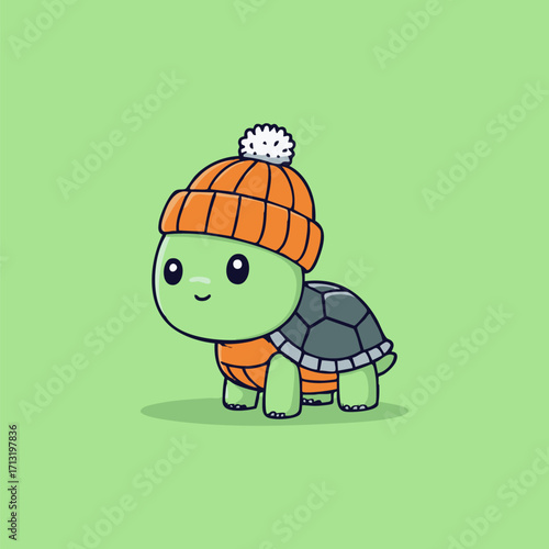 Cute Turtle Wearing Pumpkin Hat