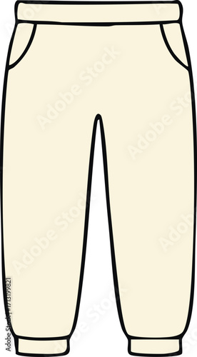 Cream fleece sweatpants with elastic cuffs