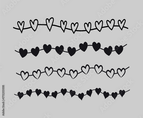 Hand drawing doodle heart dividers