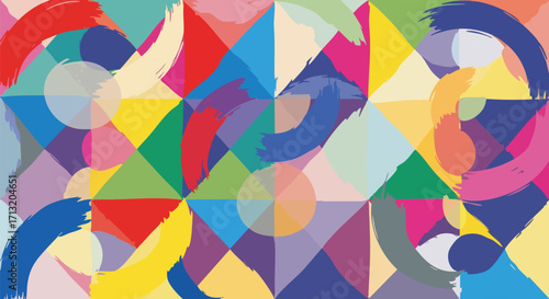 Abstract geometric pattern with a vibrant blend of colors