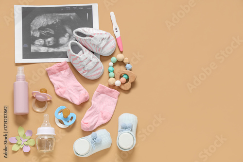 Composition with baby cloth...