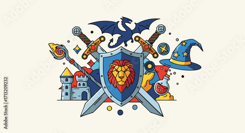 Illustration of fantasy adventure elements