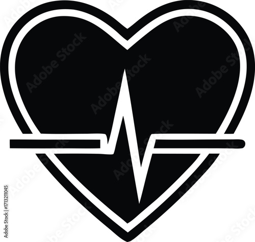Iconic heartbeat symbol cardiology medical health care graphic design element for modern applications digital health projects