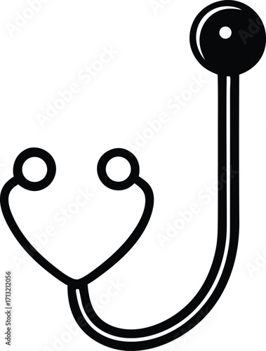 Simple line art stethoscope icon symbol healthcare medical professional doctor nurse equipment tool for diagnosis and health checks