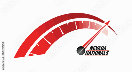 Stylized vector illustration of a red gauge at maximum with 'Nevada Nationals' branding