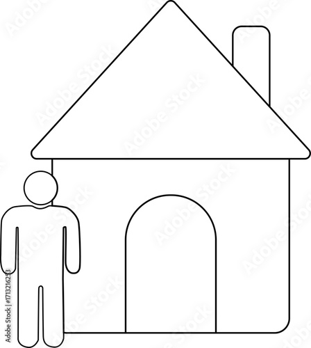 house icon and standing person icon with white background