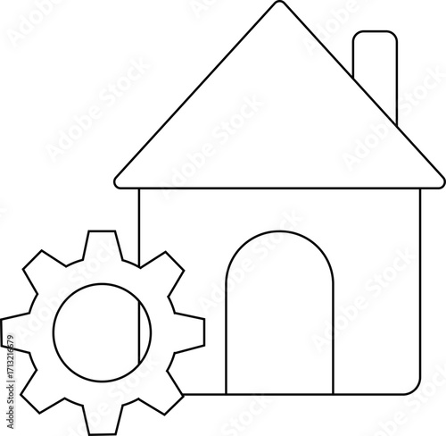 house icon and gear icon with white background