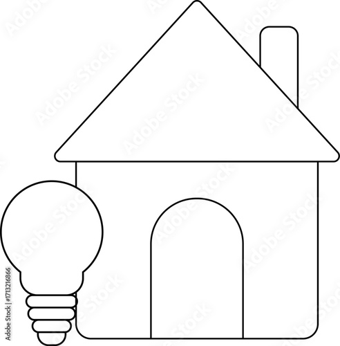 house icon and light bulb icon with white background