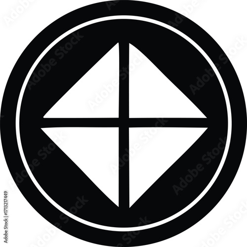 Geometric symbol design compass navigation symbol abstract shape circular emblem clean lines modern icon