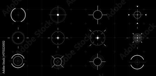 HUD target or aim pointers white . Vector illustration	