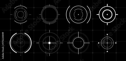 HUD target or aim pointers white . Vector illustration	