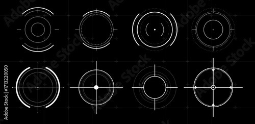 HUD target or aim pointers white . Vector illustration	