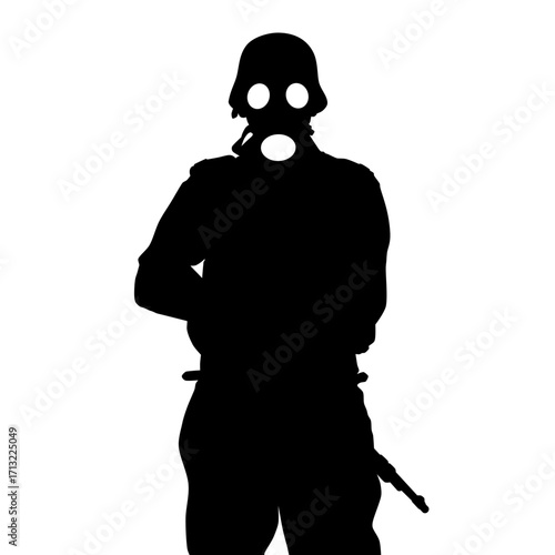 World war 2 german soldier wearing a gas mask