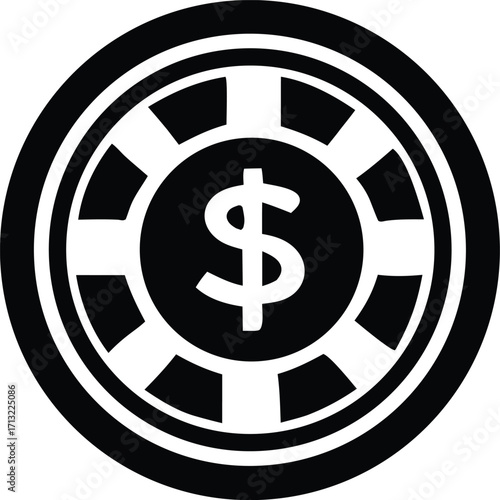 Casino chip dollar symbol graphic icon design for gambling and finance concepts