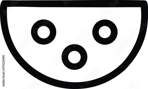 Simple minimalist face icon with three circular eyes expressing surprise or wonder a friendly cartoon emoji symbol