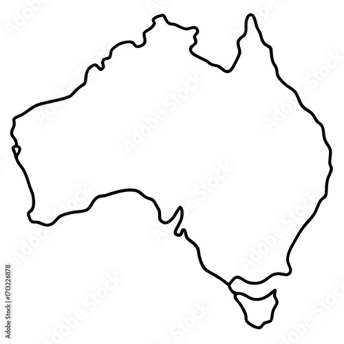 Outline of Australia map in simple line drawing style  