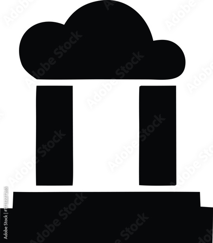 Abstract silhouette of a cloud-crowned archway symbolizing digital transformation and modern architecture