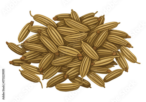 A pile of brown ribbed fennel seeds