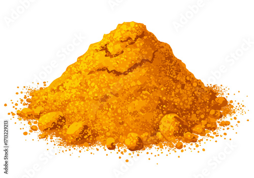 A pile of goldenyellow powder with a grainy texture spread across a white surface