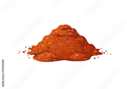 A pile of ground reddishbrown powder with a grainy texture forming a mound shape