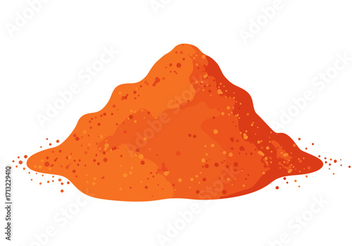 A pile of orange powder is scattered with small red and yellow dots