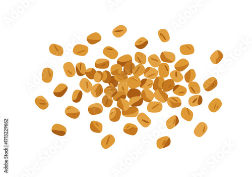 A scattering of brown oval seeds with a single line on each grouped closely in the center and dispersed outwards
